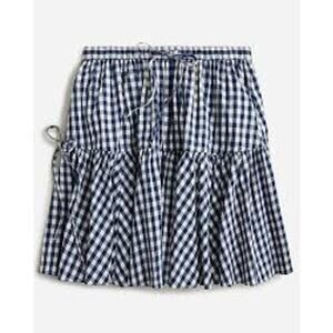 J.Crew Tiered Mini Skirt | Navy Gingham | Lightweight Summer Style XL NWT